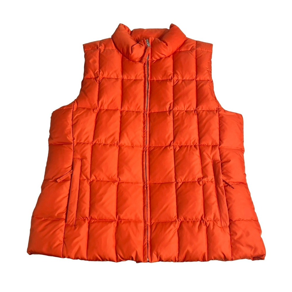 Vintage Y2K Gap Down Puffer Vest Womens L Orange Outdoor Gorpcore Hiking 2003